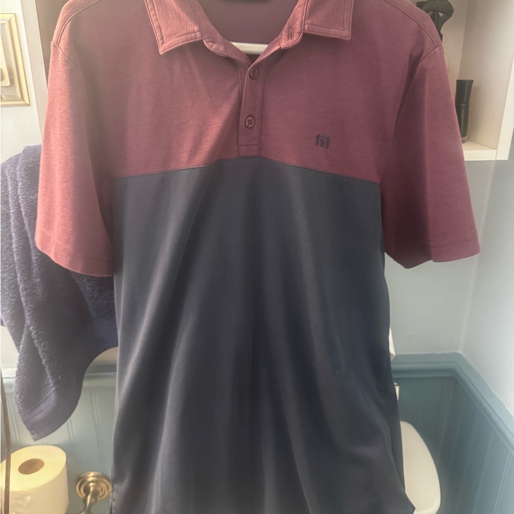 Travis Mathew Maroon and Navy Away We Go Polo